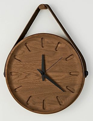 Modern Decorative Objects, Modern Wall Clocks, Small Wall Clock, Entryway Inspiration, Bath Inspiration, Leather Wall, Entryway Living Room, Living Room Accent Tables, Office Furniture Modern