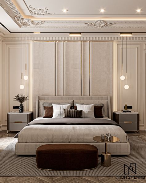 Neo Classical Bedroom, New Classic Bedroom, Bedroom Design Luxury, Classic Bedroom Design, Bedroom Design Modern, Neoclassical Interior, Bedroom Interior Design Luxury, Modern Luxury Bedroom, Luxury Bedroom Design