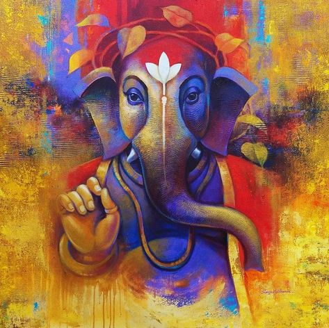 Abstract Ganesha Painting Acrylics, Ganesh Art Paintings Acrylics, Ganpati Painting, Ganesh Painting, Ganesha Art Illustration, Shiva And Parvati, Ganesha Drawing, Ganesh Art Paintings, Buddha Art Painting