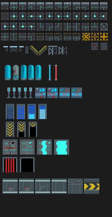 ArtStation - Sci-fi Tile Set Top Down Game, Set Game, Pixel Art Games, Pixel Games, Rpg Maker, Pixel Art Design, Game Inspiration, Environment Design, Egyptian Art