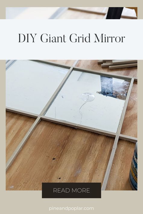 Want a large mirror without breaking the bank? Make one! We'll show you how to make your own DIY large grid mirror in this step-by-step tutorial. Diy Large Mirror From Small Mirrors, Diy Giant Mirror, Large Mirror Diy, Diy Grid Mirror, Large Wooden Mirror, Grid Mirror, Large Framed Mirrors, Mirror Hack, Giant Mirror