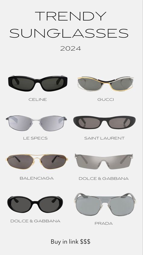 8 popular sunglasses from different luxury brands like prada gucci balenciaga celine dolce & gabbana and more they are buyable in my link Prada Aesthetic Sunglasses, Luxury Brand Sunglasses, Fall Sunglasses 2024, Sunglasses Women Trendy, Branded Sunglasses For Women, Spring 2024 Accessories, Women’s Designer Sunglasses 2024, Women Sunglasses Aesthetic, Must Have Sunglasses Women