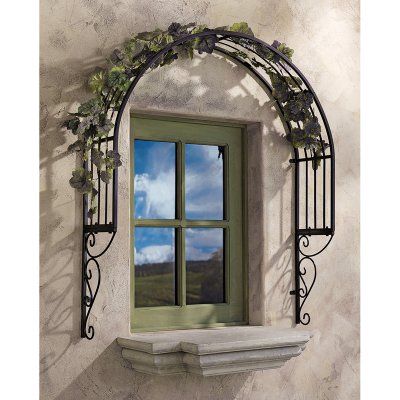 Thornbury Ornamental Metal Garden Window Trellis | Hayneedle Metal Trellis Door, Large Outdoor Garden Mirror, Mirrors In Gardens Backyards, Window Trellis, Window Trellises, Vinyl Lattice Panels, Obelisk Trellis, Garden Arch Trellis, Arbors Trellis