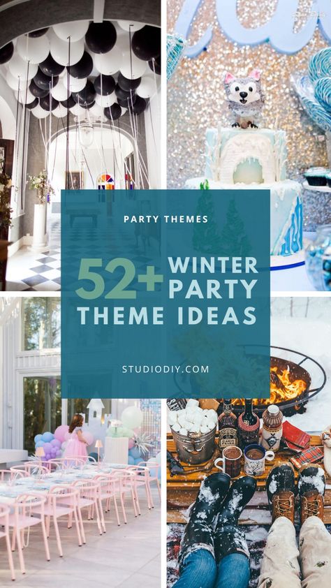 52 Unique Winter Party Themes - Studio DIY Party Themes For Teenagers, New Years Party Themes, Winter Birthday Themes, Schnee Party, Birthday Themes For Adults, Winter Dinner Party, Winter Party Themes, Winter Birthday Parties, Adult Party Themes