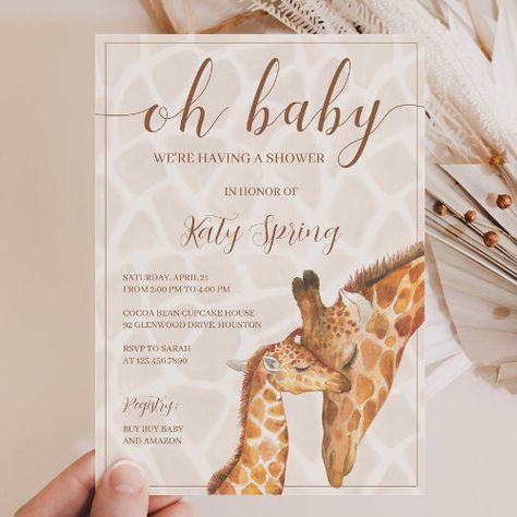 $2.79 | Gender Neutral Giraffe Baby Shower Invitation - safari baby shower invitation, gender neutral baby shower, natural baby shower, oh baby, cute giraffe, watercolor giraffe, safari baby shower, unique baby shower invites, neutral invitation for baby shower, baby giraffe Giraffe Baby Shower Invitations, Baby Shower Invite Template, Safari Baby Shower Invitations, Baby Shower Giraffe, Jungle Baby Shower Theme, Giraffe Baby, Nature Baby Shower, Baby Shower Diaper Raffle, Jungle Baby Shower