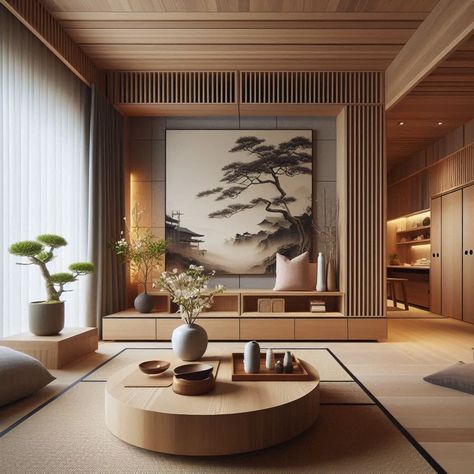 Modern Japanese Interior Design French Japanese Interior, Japanese Living Room Ideas Modern, Modern Japanese Interior Living Room, Japanese Modern Interior, Modern Asian Interior Design, Modern Japanese Living Room, Japanese Mid Century Modern, Jade Palace, Japan Interior Design