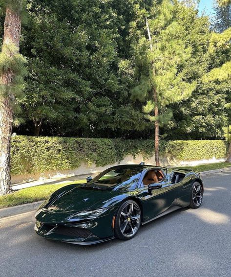 Ferrari Sf90, White Ferrari, British Racing Green, Racing Green, Classy Cars, Super Luxury Cars, Pretty Cars, Future Car, Cute Cars