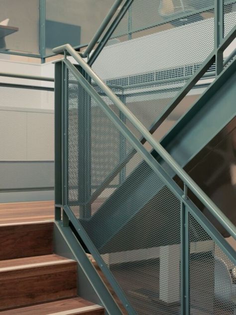 Richards Stanisich – Oroton | IndesignLive Industrial Staircase, Industrial Stairs, Factory Interior, Australian Interior, Metal Stairs, Australian Interior Design, Metal Railings, Interior Design Awards, Staircase Railings