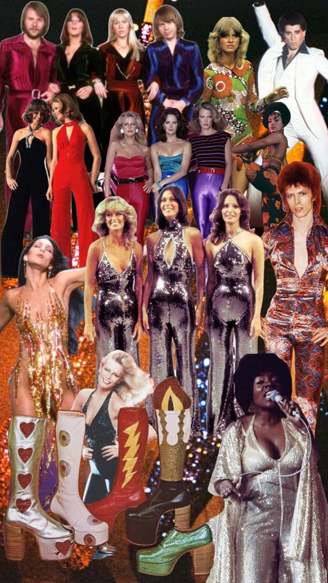 #1970s #1970sfashion #dancewear #vintage #disco 2023 Disco Outfit, 70s Disco Photos, 1970s Fashion Disco Outfits Vintage 70s, 70s Inspo Outfits Disco, Roller Disco Outfit 70s, Disco Celebrities, Disco Aesthetic Outfit Party, 60s 70s Party, Italo Disco Fashion