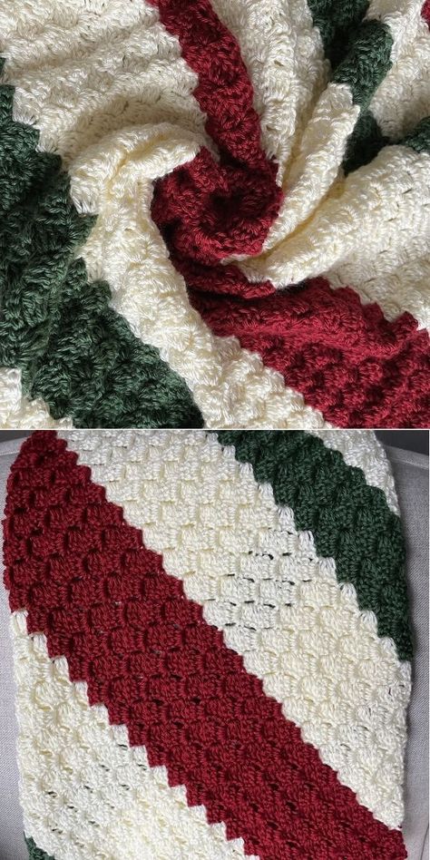 Winter C2C Crochet Blankets Ideas. This beautiful crochet afghan in the pictures below was made by Christine Longe and it has such a wonderful texture, that will be perfect to keep you warm and cozy during chilly winter nights! It's just the perfect piece for Christmas season.  #freecrochetpattern #blanket #throw Christmas Throw Crochet Pattern, Crochet Snow Blanket, Christmas Ripple Afghan Crochet, Christmas Colors Crochet Blanket, Free Crochet Patterns For Christmas Throws, Crochet Christmas Throw Blanket, Christmas Throw Blanket Crochet, Bernat Blanket Yarn Patterns Crochet Christmas, Crochet Winter Blankets