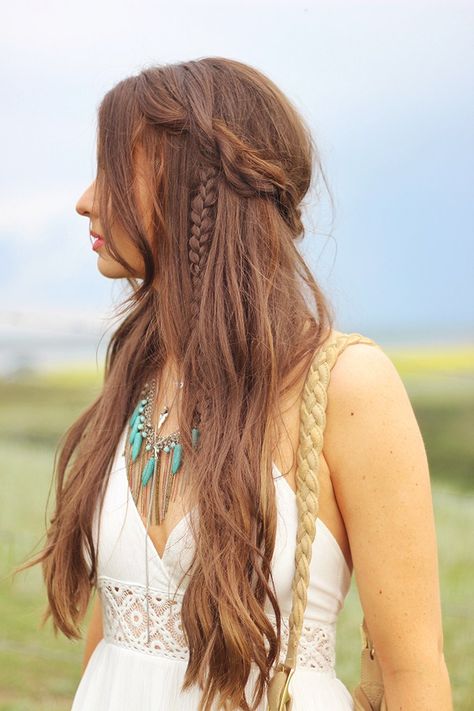 What to Wear to | The Calgary Stampede | Bohemian, braided, undone hairstyle by Dawn Bradley Hair // JustineCelina.com Dreadlocks, Hair Styles, Beauty, Hair, Hair Wrap