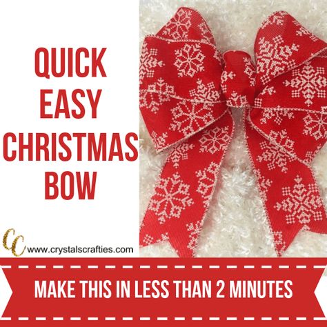 This Easy Christmas Bow only takes about 2 minutes to make and is super duper simple. All you need is wire edged ribbon and a zip tie (or twist tie if you Easy Christmas Bow, Bow Making Tutorials, Diy Wreath Bow, Christmas Bows Diy, Homemade Bows, 달력 디자인, Fancy Bows, Bows Diy Ribbon, Art Of Manliness