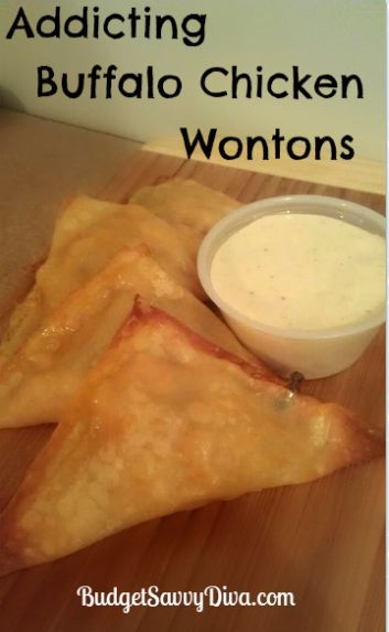 Addicting Buffalo Chicken Wontons Recipe...Done in 20 minutes Buffalo Recipes, Buffalo Chicken Wontons, Crab Rangoons, Chicken Wontons, Wonton Recipes, Vacation Meals, Mini Bites, Snack Attack, Football Food