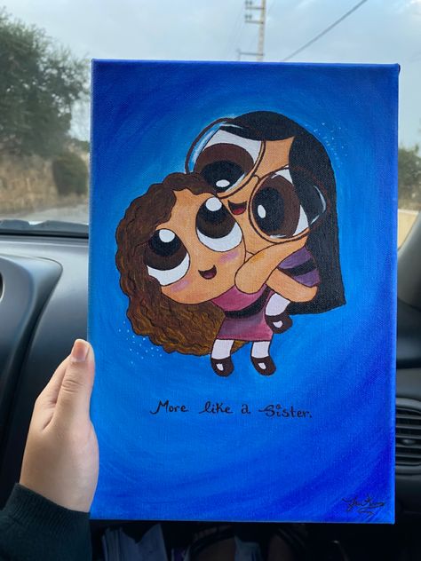 Another canvas done ✅ #art #paint #painting #blue #creative #artistic #aesthetic #powerpuff #giftideas #gifts #giftsforfriends #paintingoftheday #paintingartideas #donebyme #quotes #friends #friendship #canvas #canvaspaintingidea Aesthetic Powerpuff, Friend Painting Ideas, Friendship Paintings, Friendship Canvas, Diy Canvas Art Easy, Abstract Painting Diy, Friend Canvas, Quotes Friends, Birthday Painting