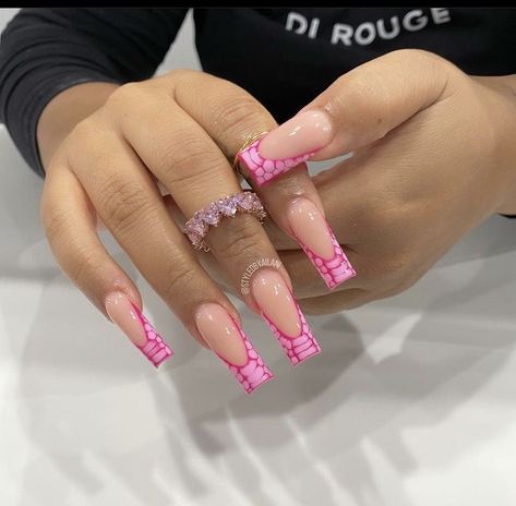 Pink Crocodile Nails, Square Acrylic Nails Long, Crocodile Nails, Nails Pink Acrylic, Nails Long Acrylic, Acrylic Nails Long, Acrylic Nails Almond Shape, Tapered Square Nails, Long Acrylic Nail Designs