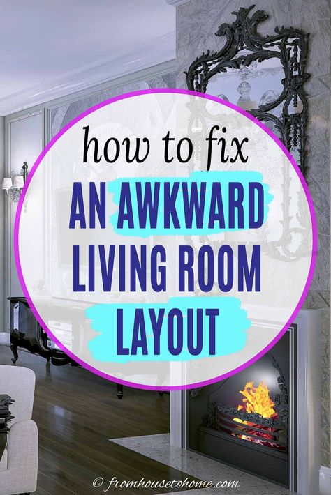 Focal Point Living Room, Awkward Living Room, Awkward Living Room Layout, Long Narrow Living Room, Rectangle Living Room, Fireplaces Layout, Family Room Layout, Furniture Placement Living Room, Rectangular Living Rooms