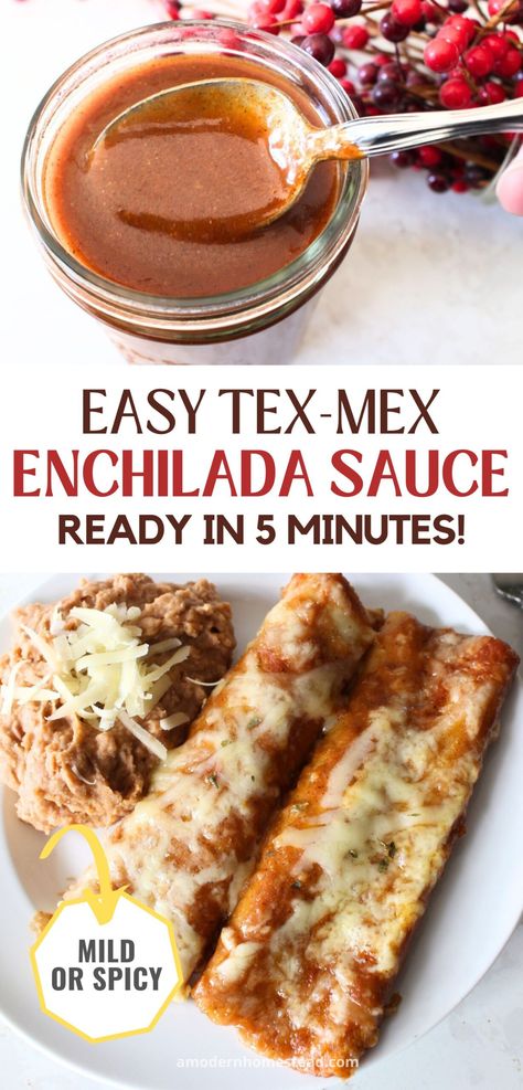 Red Enchilada Sauce Easy Enchilada Sauce With Tomato Sauce, How To Make Homemade Enchilada Sauce, Enchiladas Rancheras Sauce, Red Enchilada Sauce Recipe Easy, Canned Enchilada Sauce Better, Simple Enchilada Sauce, Enchiladas Red Sauce Recipes, Wet Burrito Sauce Recipe, How To Make Red Enchilada Sauce