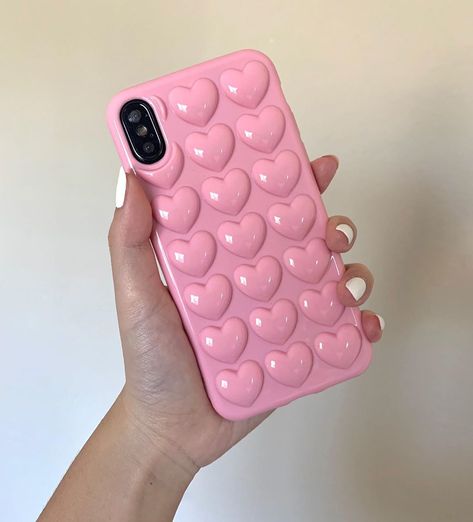 AMORA case in pastel pink! ⁣ Pink Heart Phone Case, Pink Phone Case, Heart Phone Case, Pink Iphone Case, Heart Bubbles, Iphone Xs Case, Girly Phone Cases, Case Iphone 11, Pretty Phone Cases