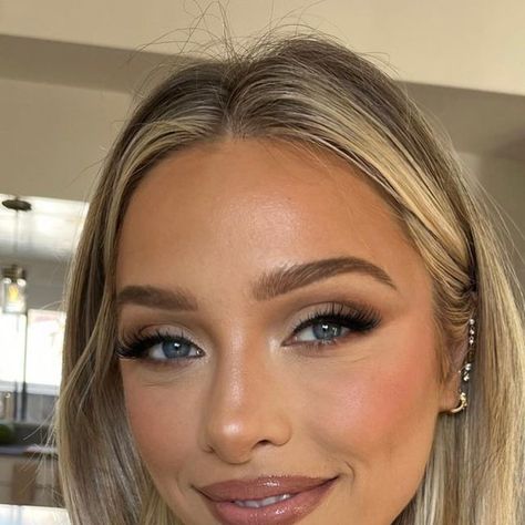 Devynne Johnson on Instagram: "Cutie babe  @delaneychilds 💖🫶  Lips: @makeupbymario  lip pencil in Smokey pink  Lipstick @tomfordbeauty blush nude gloss @fentybeauty in Fu$$y and @charlottetilbury blondie  Eyes: @patricktabeauty Volume 111 pallet plus bronzers Lashes @tatti_lashes so seamless  Makeup,OC makeup, beauty,soft glam bridal makeup, makeup tutorial" Wedding Makeup Mauve Lips, Smokey Eye Wedding Makeup Blonde, Bridesmaid Makeup Matte, Soft Glam Neutral Makeup, Light Glam Bridesmaid Makeup, Soft Glam Makeup Eyeliner, Bronzy Blush Makeup, Bronzer Bridal Makeup, Wedding Makeup Blush Pink