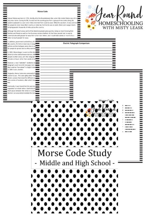 Your teens will enjoy learning about the history of Morse Code and more through this Middle and High School Morse Code Unit Study! #MorseCode #UnitStudy #Printable #YearRoundHomeschooling Worksheets For Middle School, High School Study, Homeschool Lesson Planner, Unit Studies Homeschool, Homeschool Middle School, Lesson Plan Template Free, Homeschool Routine, High School History, Science Notebooks