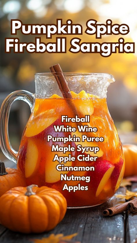 Autumn Alcoholic Drinks, Fireball Sangria, Fireball Drinks Recipes, Fireball Drinks, Drink Recipies, Apple Sangria, Cider Sangria, Apple Cider Sangria, Pool Drinks