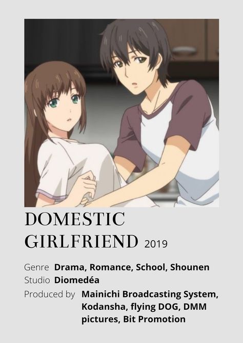 Domestic Girlfriend Anime Minimalist poster 😊 Information taken from myanimelist.net and wikipedia.org Domestic Girlfriend Anime, Anime Recomendation, Websites To Watch Anime, Expendables 4, Anime Title, Poster Information, Anime Minimalist Poster, Book Passage, Anime Hug