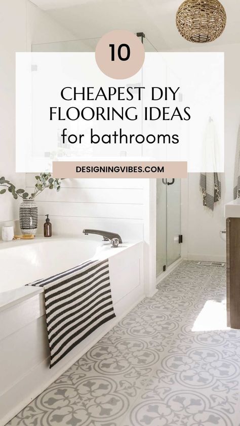 10 Cheap and Easy DIY Bathroom Flooring Ideas Diy Bathroom Flooring Ideas, Diy Bathroom Flooring, Flooring Ideas Bathroom, Cork Flooring Bathroom, Cheap Bathroom Flooring, Flooring Ideas Vinyl, Easy Diy Bathroom, Bathroom Flooring Ideas, Painted Bathroom Floors