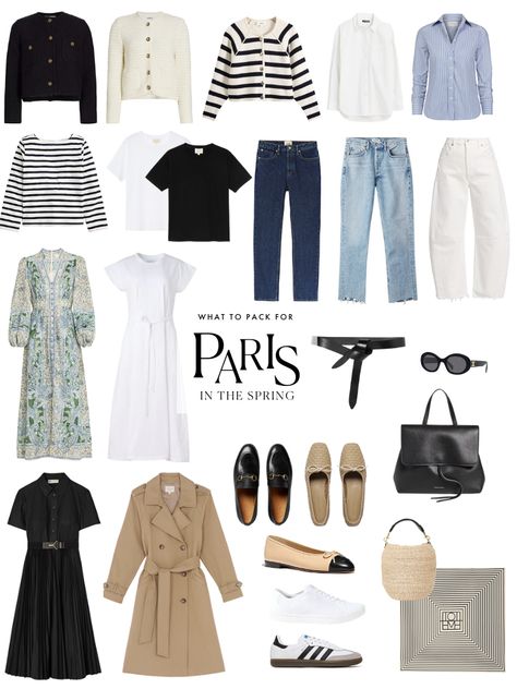 What to Pack for a Trip to Paris in the Spring Spring In Paris Outfits, Paris Outfits Spring, Paris Spring Outfit, Capsule Packing, A Week In Paris, Paris Trip Outfits, Paris In The Spring, Paris Spring Fashion, Parisian Wardrobe