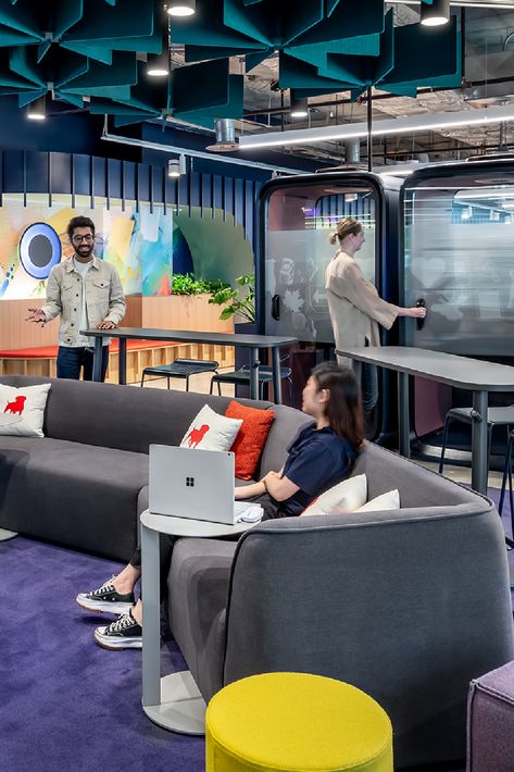 Two Framery Ones in Zynga office, Toronto Innovative Workspace, Work Office Design, Workplace Technology, Phone Booth Office, Office Design Trends, Office Pods, Office Team, Phone Booth, Open Office