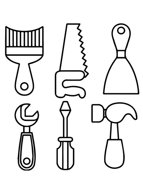 Tool coloring pages. Free Printable Tool coloring pages. Tool Box Preschool Craft, Tool Box Template Printable, Tools Coloring Pages Free Printable, Construction Tools Printable, Construction Tools Drawing, Tool Crafts For Kids, Tools Coloring Page, Tool Templates Free Printable, Tools Preschool Activities