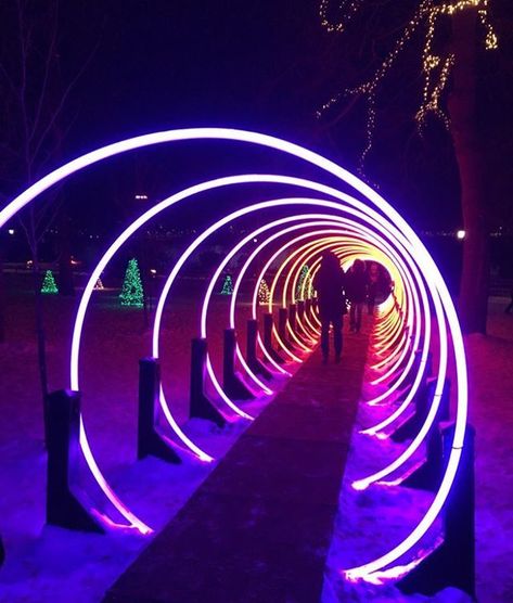 LED decorations: 100 of the best Pinterest ideas for your event - by ETERESHOP Winter Festival Ideas, Lights Out, Tunnel Design, Winter Light Festival, Event Entrance, Light Art Installation, Light Tunnel, Pompe A Essence, Neon City