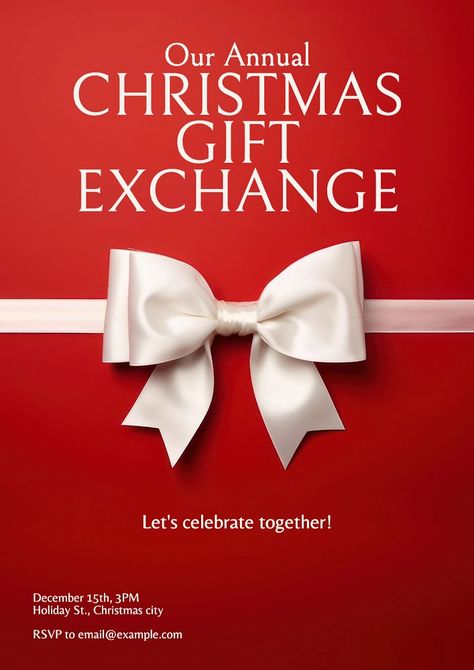 Christmas gift exchange poster template, editable text and design | free image by rawpixel.com / north Gift Poster Design Ideas, Holiday Ad Campaign, Christmas Reels Instagram, Chrismast Poster, Christmas Ads Design, Xmas Poster Design, Christmas Email Design, Christmas Poster Ideas, Christmas Poster Design Ideas