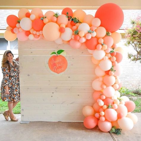 Peach Bridal Showers, Babby Shower, Peach Baby Shower, Orange Baby Shower, Peach Party, 1st Birthday Party Themes, Summer Baby Shower, Girl Birthday Themes, First Birthday Party Themes