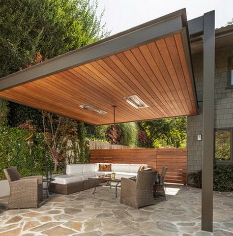 Contemporary patio constructed from steel and timber. http://www.easydiy.co.za/ Pergola Modern, Pergola Ideas, Modern Pergola, Pergola Design, Wooden Pergola, Patio Roof, Pergola Plans, Pergola Kits, Diy Pergola