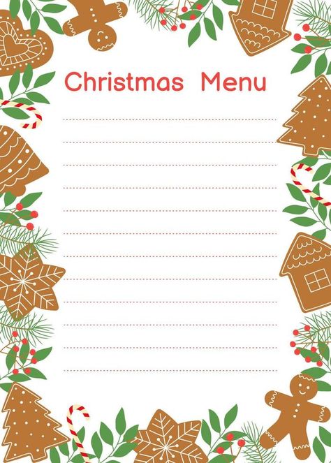 Template of Christmas menu with gingerbread cookies frame. Winter homemade sweets, twigs and berries Gingerbread Template, Homemade Sweets, Stationary Paper, Christmas Menu, Gingerbread Cookies, Gingerbread, Taylor Swift, Graphic Art, Swift