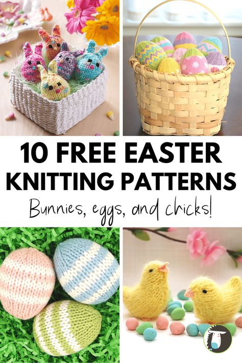 Easter Knitting Patterns, Knitted Easter Crafts, Easter Knitting, Rabbit Knitting Pattern, Bunny Knitting Pattern, Small Knitting Projects, Knitted Toys Free Patterns, Easter Egg Ornaments, Animal Knitting Patterns