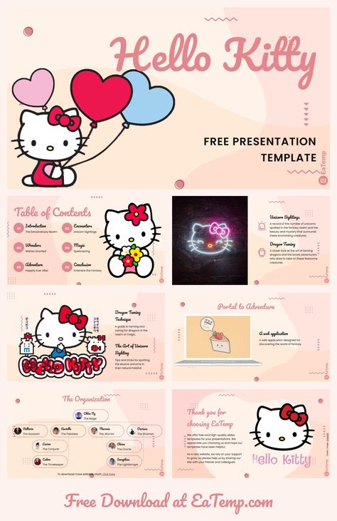 Hello Kitty PPT Presentation Template - Free PowerPoint Templates, Google Slides, Figma Deck And Resume All About Me Google Slides Ideas, Hello Kitty Presentation Template, Aesthetic Slideshow Ideas, Coquette Slides Template, Google Docs Layout, Themes For Google Slides, Powerpoint Presentation Ideas Student, Slide Ideas Powerpoint, Microsoft Powerpoint Templates