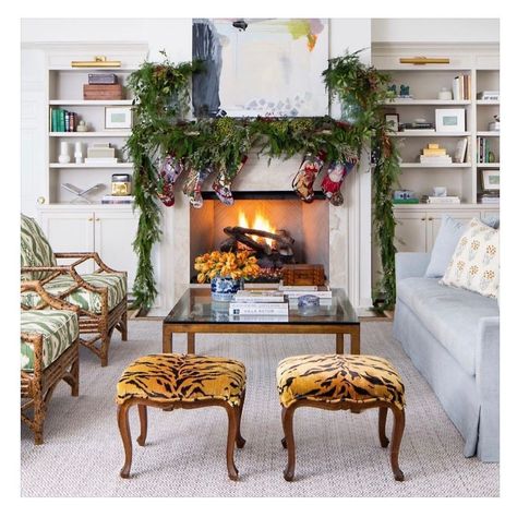 Time to deck those halls! Ready for all the garland, lights, and time by the fire!❤️🪵🎄 @southernlivingmag #jbinteriors #livingroomdesign #… | Instagram Garland On Fireplace, Aesthetic Cozy Room, Styled Shelves, Festive Fireplace, Christmas Fireplace Mantels, Garland Lights, Fresh Living Room, Holiday Living Room, Picture Lights