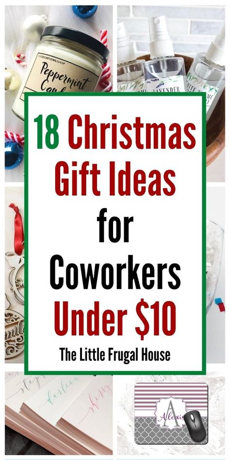 18 Christmas Gifts for Coworkers Under $10 - The Little Frugal House Dollar Tree Gifts For Coworkers, Employee Stocking Stuffers, Five Dollar Gifts, Gifts For Remote Employees, Coworker Stocking Stuffer Ideas, $15 Christmas Gift Ideas, Inexpensive Coworker Christmas Gift Ideas, Small Christmas Gift Ideas For Coworkers, Funny Christmas Gifts For Coworkers