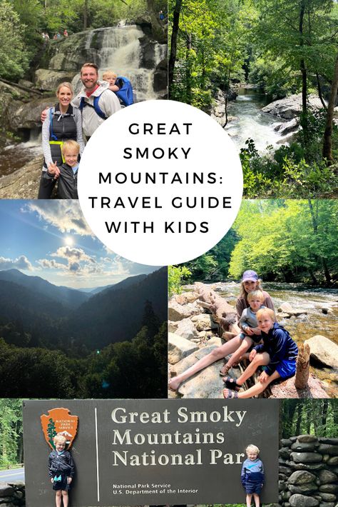 collage of smoky mountains hiking for families with kids Hiking Smokey Mountains, Smoky Mountains Family Vacation, Smoky Mountain National Park Hikes, Smokey Mountains Tennessee With Kids, Smokey Mountains With Kids, Smoky Mountains With Kids, Great Smoky Mountains With Kids, Smoky Mountain Trails, Tennessee Family Vacation