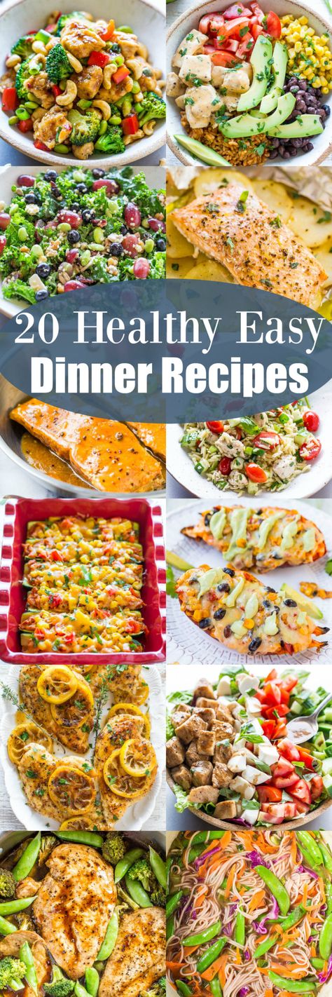 20 Healthy Easy Dinner Recipes - Looking for healthy, easy recipes that taste GREAT and everyone in the family will love? Plenty of options here that you'll want to put into your regular rotation!! Healthy Easy Dinner Recipes, Healthy Easy Dinner, Makanan Diet, Diet Vegetarian, Healthy Easy, Easy Healthy Dinners, Healthy Dinner Recipes Easy, Clean Eating Recipes, Healthy Cooking