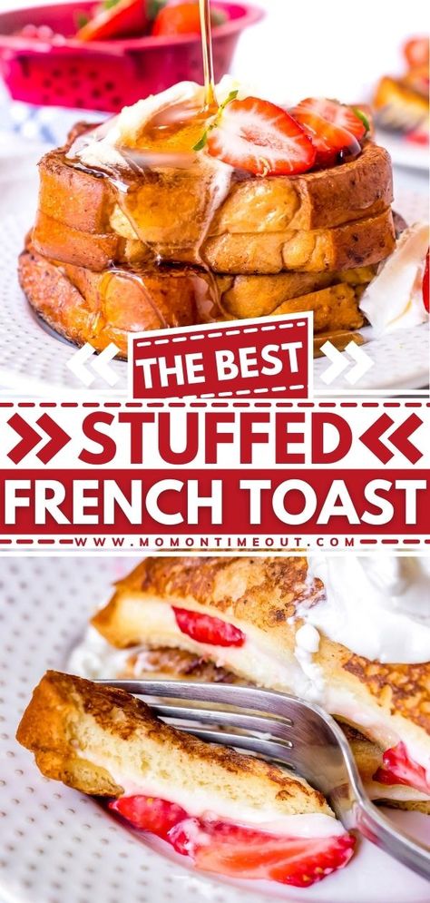 The BEST Stuffed French Toast Easy Stuffed French Toast, Best French Toast Recipe, Strawberries And Cream Cheese, Decadent Breakfast, July Morning, Awesome French Toast Recipe, Cheesecake French Toast, The Best French Toast, Best Biscuit Recipe