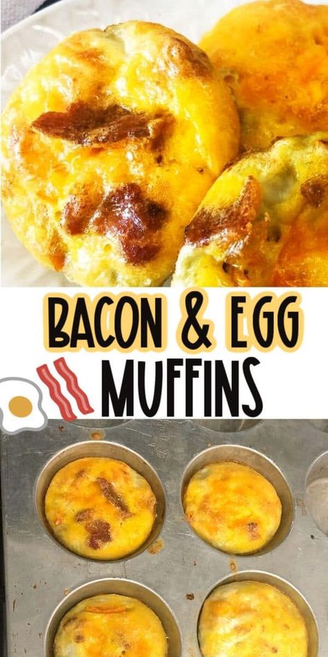 Cheese Egg Bites, Easy Egg Muffins, Bacon Egg Muffins, Portable Breakfast, Bacon Muffins, Egg Muffins Recipe, Bacon Eggs Breakfast, Egg Muffins Breakfast, Easy Bacon