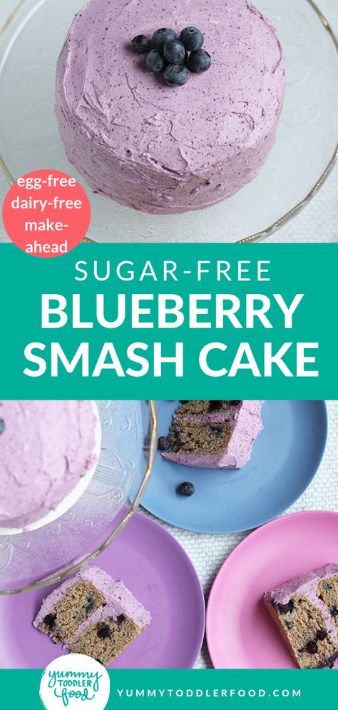 Made with fresh blueberries, this 1st Birthday Smash Cake recipe is easy, allergy-friendly, and made without added sugar...even the natural blueberry frosting! #smashcake #firstbirthdaycake #1stbirthdaycake #kidsbirthdaycake Blueberry Smash Cake, Smash Cake Recipe, Healthy Smash Cake, Blueberry Frosting, 1st Birthday Smash Cake, Smash Cake Recipes, 4 Bananas, Birthday Smash Cake, Picky Toddler