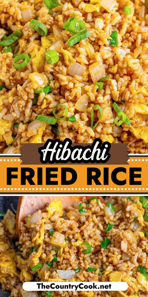 This Hibachi Fried Rice recipe is super simple and full of all that flavor you get from your favorite hibachi restaurant. It’s fast, versatile and most importantly – yummy! Essen, Fried Rice Hibachi Recipe, How To Make Fried Rice Hibachi, The Best Fried Rice Recipe, Hibachi Fried Rice Easy, Easy Stir Fry Rice, Chicken Fried Rice Hibachi Style, Rice For Stir Fry, Sweet Fried Rice