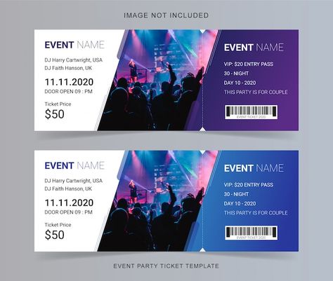 Template Tiket, Event Badge Design, Ticket Design Template, Party Design Poster, Event Ticket Template, Concert Ticket Template, Event Invitation Design, Event Poster Template, Voucher Design