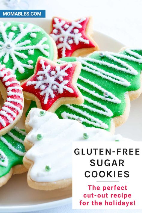 Gluten Free Sugar Cookies Recipe, Sugar Free Vanilla Syrup, Gluten Free Christmas Cookies, Gluten Free Sugar Cookies, Gluten Free Holiday, Gluten Free Christmas, Best Sugar Cookies, Best Christmas Cookies, Gluten Free Sweets