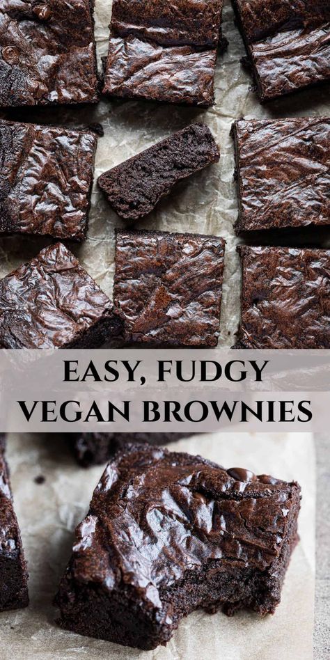 Easy Vegan Brownies, Dessert Sans Lactose, Vegan Brownie Recipe, Vegan Brownies Easy, Fudgy Vegan Brownies, Vegan Brownies Recipe, Vegan Brownies, Vegan Brownie, Desserts Vegan