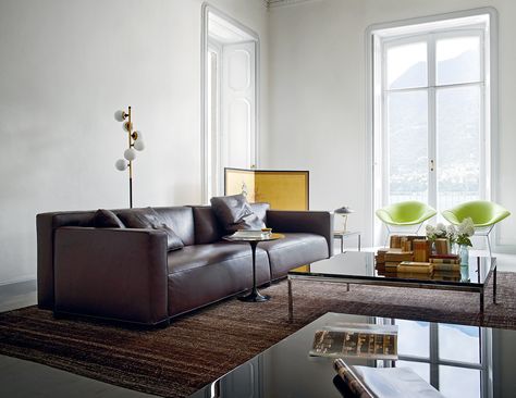 Dark leather couches