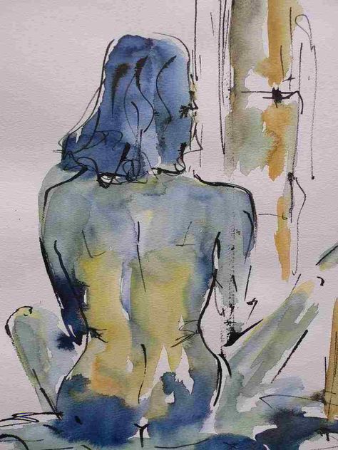 Life Drawing                                                                                                                                                                                 More Watercolor Life Drawing, Life Drawing Painting, Human Figure Painting, Male Figure Drawing, Life Drawing Classes, Human Figure Drawing, Figurative Artwork, Human Form, Arte Inspo